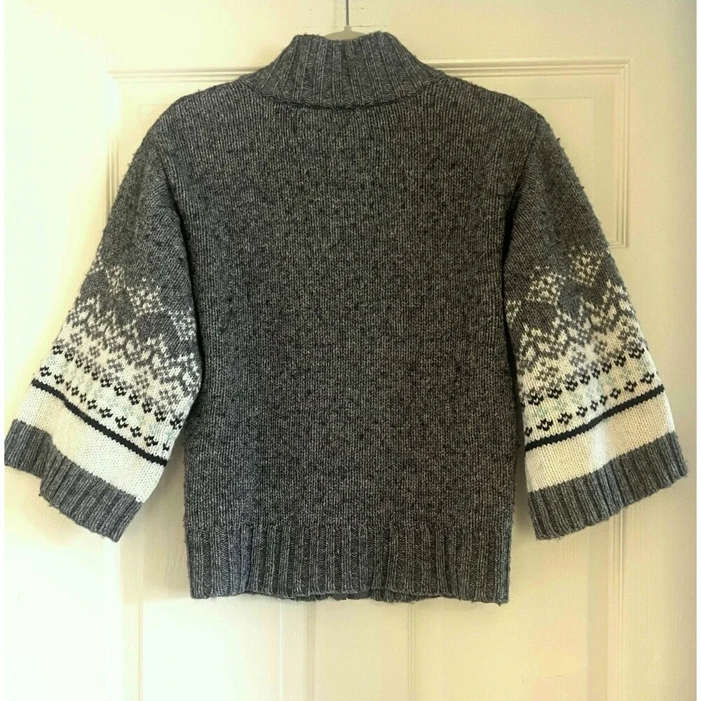 Old Navy Vintage Y2K Sweater Cardigan Sz S Fair Isle Nordic Kimono Sleeve Zip Up